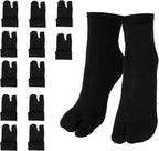 Tabi Split Toe Socks 6 Pairs Elastic Cotton Wicking Sandal Socks for Women and Men Black, Daily Comfort Use, for Men Women and Everyday Wear