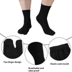 Tabi Split Toe Socks 6 Pairs Elastic Cotton Wicking Sandal Socks for Women and Men Black, Daily Comfort Use, for Men Women and Everyday Wear