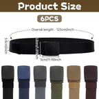 6 PCS Heavy Duty Nylon Webbing Canvas Belts for Men and Women, Outdoor Hiking and Casual Wear, Multicolor, Heavy Duty Use