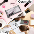 6 Pcs Nylon Mesh Zipper Makeup Bags Cosmetic Pouches for Travel and Home Organization, Small Gray, Daily Comfort Use