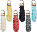6 Pack Scrunchie Keychains Colorful Polyester Wristlet Key Ring Bracelets for Women Running Dog Walking, Daily Comfort Use
