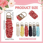 6 Pack Scrunchie Keychains Colorful Polyester Wristlet Key Ring Bracelets for Women Running Dog Walking, Daily Comfort Use