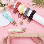 6 Pack Scrunchie Keychains Colorful Polyester Wristlet Key Ring Bracelets for Women Running Dog Walking, Daily Comfort Use
