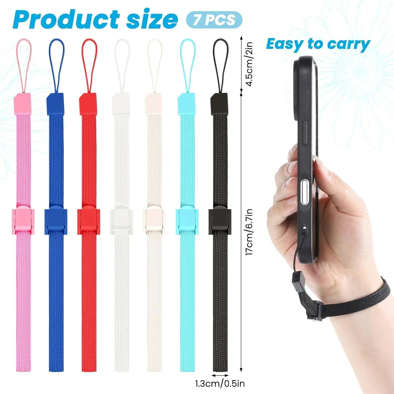 7 Pcs Adjustable Wrist Strap Lanyards for Wii Remote Controller, Mobile Phone MP3 and Camera, Assorted Colors, Adjustable Design