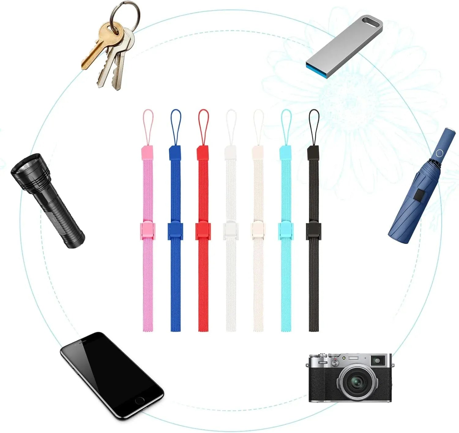 7 Pcs Adjustable Wrist Strap Lanyards for Wii Remote Controller, Mobile Phone MP3 and Camera, Assorted Colors, Adjustable Design
