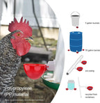 8 Pack Chicken Waterer Cups Automatic Leakproof Poultry Drinking System with Tee Fitting and Mounting Tool for Chickens Red
