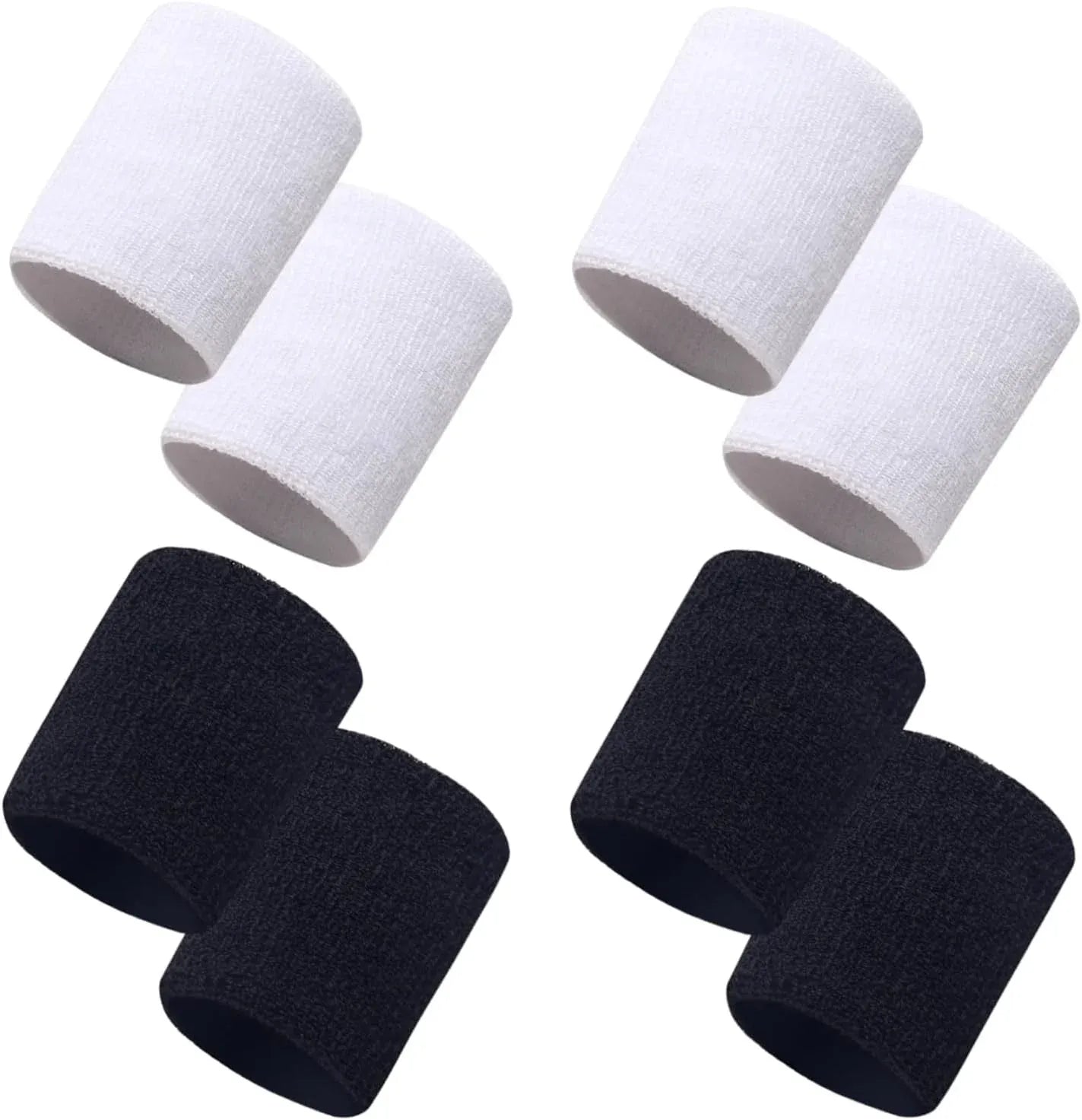 8 Pcs Sports Wristbands Cotton Elastic Sweatbands for Tennis Basketball Running Men Women Black White, Practical Everyday Use
