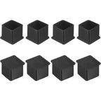 8 Pack Square Chair Leg Caps, PVC Non Slip Floor Protectors for Chairs Tables and Beds, 1.25 Inch 32mm, Black, Durable Plastic Construction