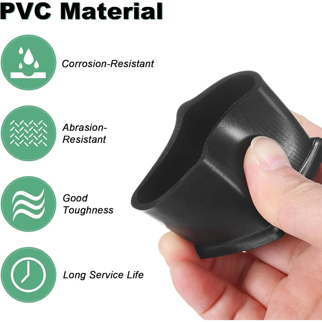 8 Pack Square Chair Leg Caps, PVC Non Slip Floor Protectors for Chairs Tables and Beds, 1.25 Inch 32mm, Black, Durable Plastic Construction
