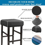 Rectangle Bar Stool Covers 2 Pack, Stretch Washable Slipcovers for Saddle Counter Stools and Vanity Chairs, Black