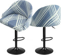 2 Pack Bar Stool Slipcovers Stretch Swivel Chair Covers with Back for Counter Armchairs Kitchen Island Blue Pattern