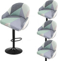 4 Pack Bar Stool Slipcovers Stretch Swivel Chair Covers with Back for Armchair Kitchen Island Geometric Pattern, Blue2
