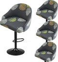 4 Pack Bar Stool Slipcovers Stretch Swivel Chair Covers with Back for Armchair Kitchen Island Gray Leaf Pattern
