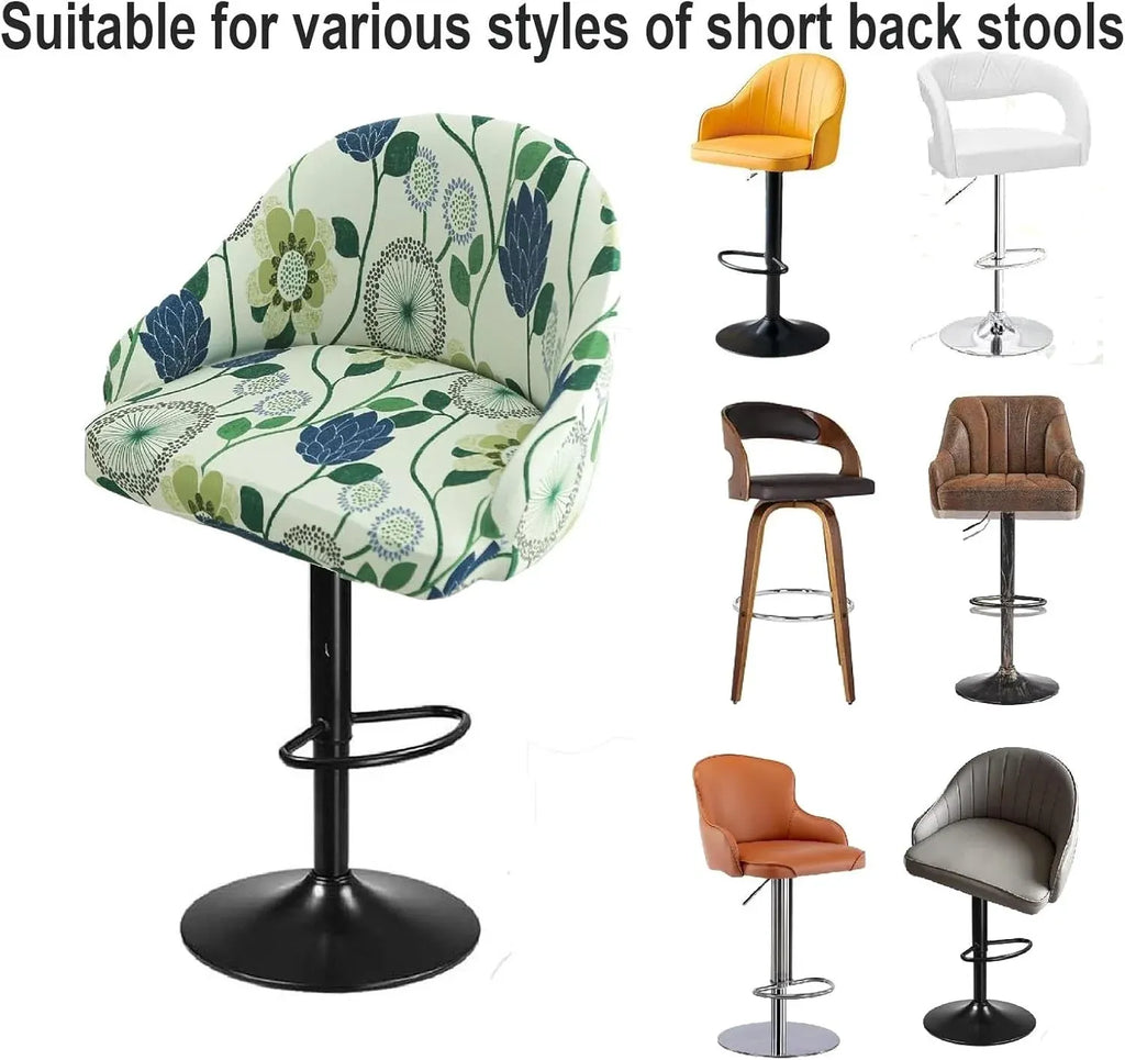 2 Pack Bar Stool Slipcovers Stretch Swivel Chair Covers with Back for Counter Armchairs and Kitchen Island Chairs
