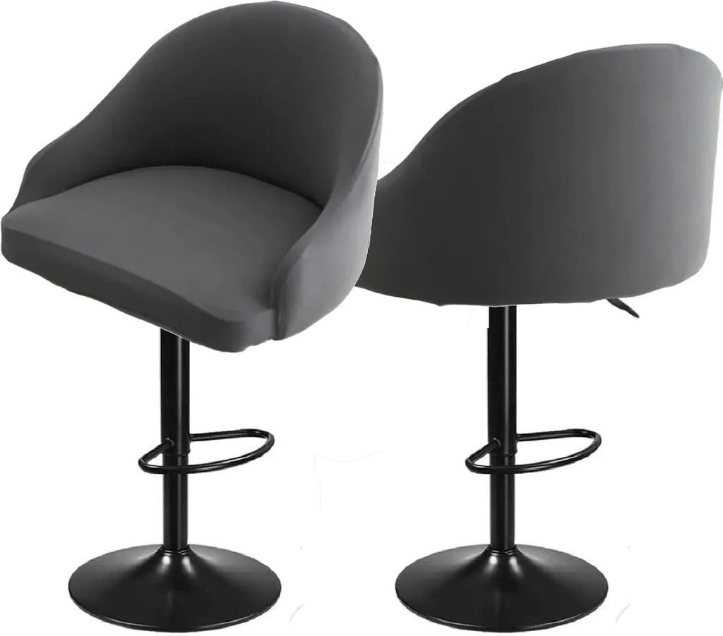 2 Pack Bar Stool Slipcovers Stretch Swivel Chair Covers with Back for Counter Armchairs and Kitchen Island Chairs Gray
