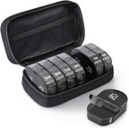 Travel Pill Organizer, Large 7 Day AM PM Weekly Box with Portable Canvas Zipper Case for Vitamins Supplements and Fish Oils, Black