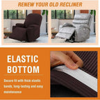 Recliner Slipcover High Stretch Soft Jacquard Fabric with Side Pocket for Standard Power Lift Recliner Chair Brown, Letter A Option