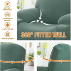Power Lift Recliner Slipcover High Stretch Soft Jacquard Fabric with Side Pocket for Standard Recliner Chair Green, Letter C Option