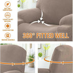 Recliner Slipcover High Stretch Soft Jacquard Fabric with Side Pocket for Standard Power Lift Recliner Beige, Letter E Option