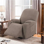 Recliner Slipcover High Stretch Jacquard Fabric with Side Pocket for Standard Power Lift Recliner Chair Brown, Letter G Option
