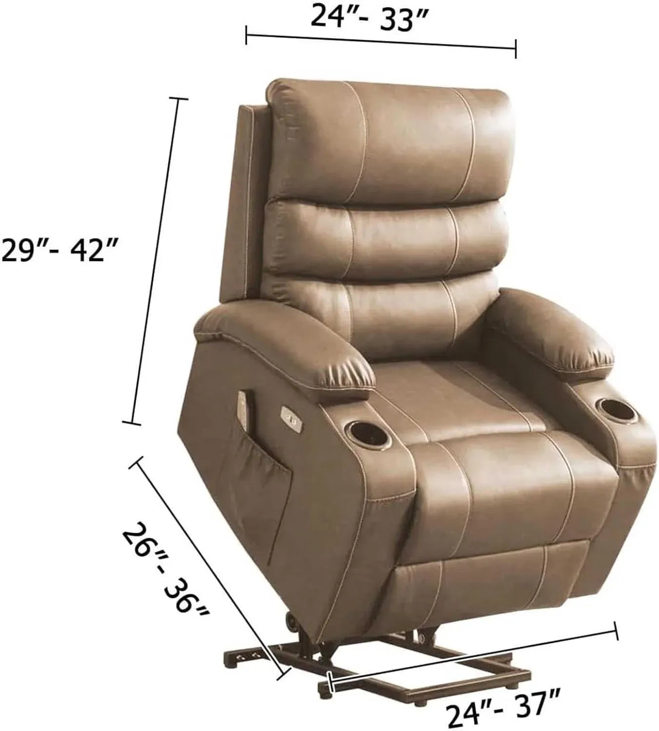Power Lift Recliner Chair Cover High Stretch Soft Jacquard Slipcover with Side Pocket for Standard Recliners Cream, Letter H Option