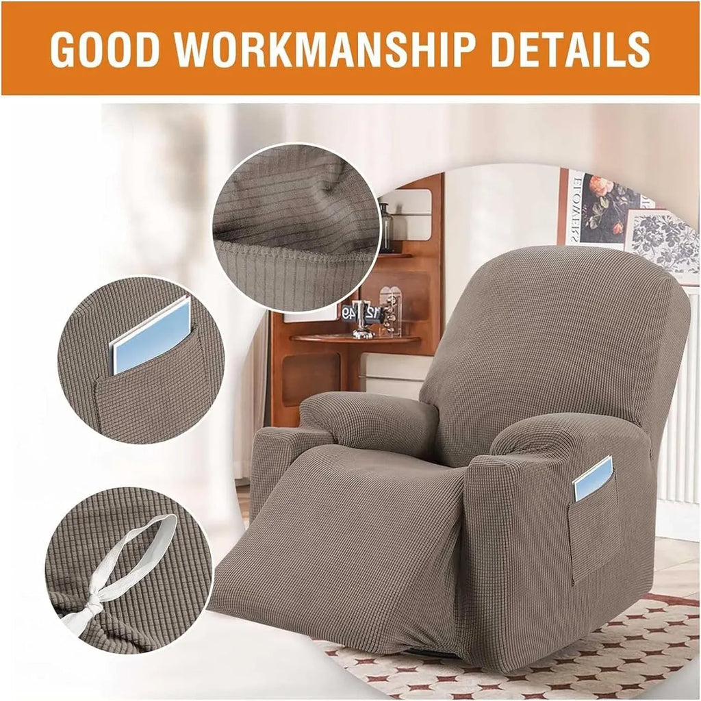 Power Lift Recliner Chair Cover High Stretch Soft Jacquard Slipcover with Side Pocket for Standard Recliners Gray, Letter G Option