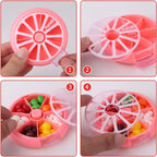 Portable Weekly Pill Organizer Box, 7 Day Rotary 3 Compartment Medicine Case for Travel and Daily Use, Pomelo Pink