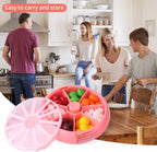 Portable Weekly Pill Organizer Box, 7 Day Rotary 3 Compartment Medicine Case for Travel and Daily Use, Pomelo Pink