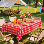 Gingham Plastic Tablecloths, Disposable Waterproof Rectangle Table Covers for Parties and Picnics, Red White, 54 x 108 Inch, 3 Pack