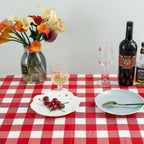 Gingham Plastic Tablecloths, Disposable Waterproof Rectangle Table Covers for Parties and Picnics, Red White, 54 x 108 Inch, 3 Pack