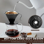 Stainless Steel Pour Over Coffee Dripper Cone Filter with Anti Scald Handle for Hand Brew Coffee, Black, Stainless Steel Construction