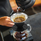 Stainless Steel Pour Over Coffee Dripper Cone Filter with Anti Scald Handle for Hand Brew Coffee, Black, Stainless Steel Construction