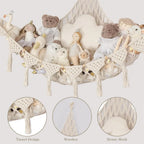 Stuffed Animal Storage Hammock Wall Hanging Corner Net Organizer for Bedroom Nursery Room Decor, Beige, 47.2 Inch