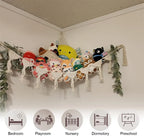 Stuffed Animal Storage Hammock Wall Hanging Corner Net Organizer for Bedroom Nursery Room Decor, Beige, 47.2 Inch