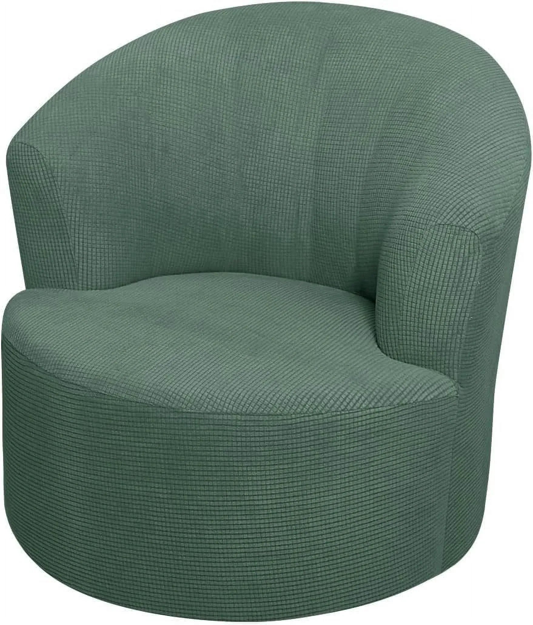1 Pack Swivel Barrel Chair Slipcover Stretch Soft Washable Furniture Protector for Round Club Arm Accent Chairs Living Room Green