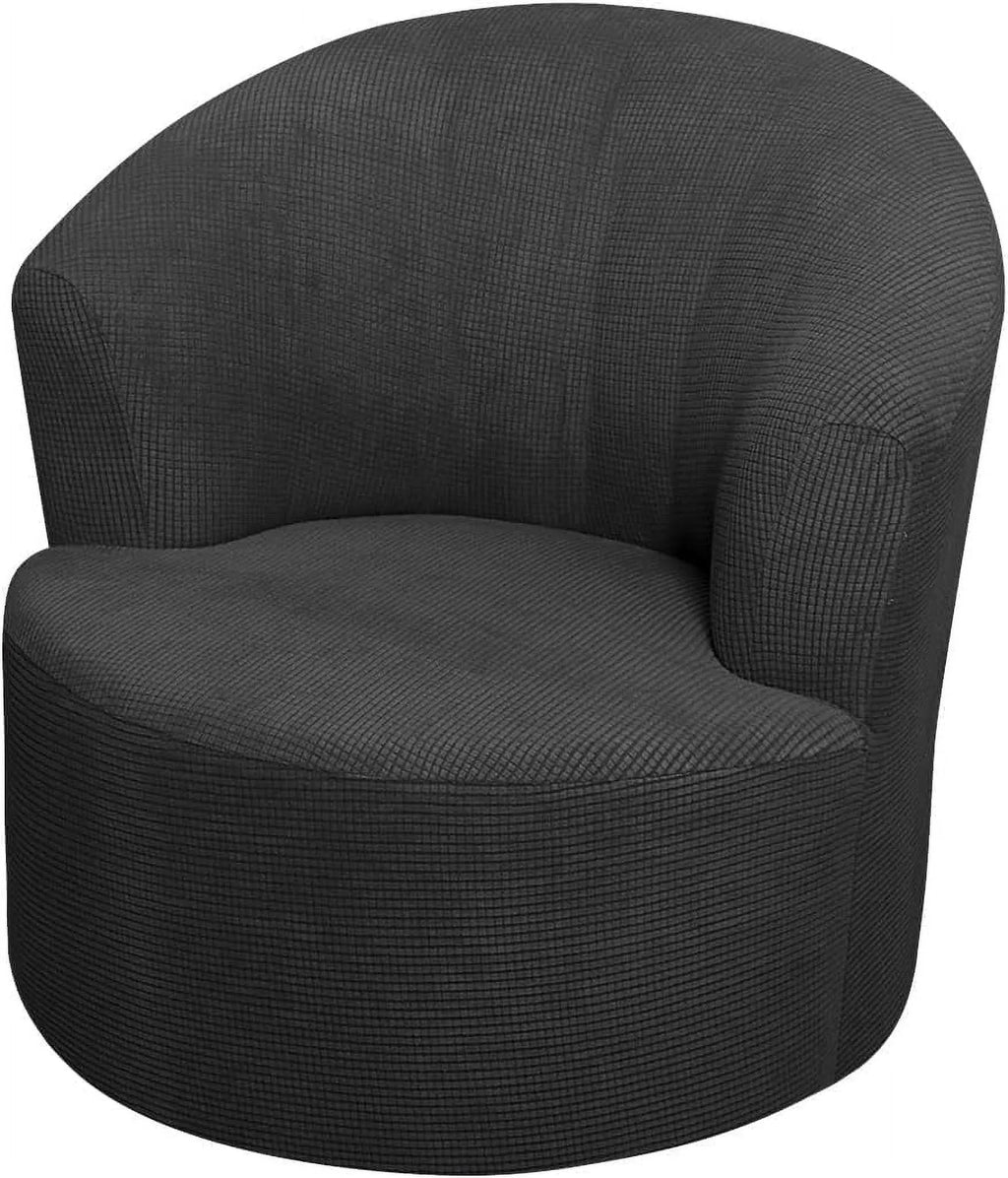 1 Pack Swivel Barrel Chair Slipcover Stretch Soft Washable Furniture Protector for Round Club Accent Chairs Living Room Black