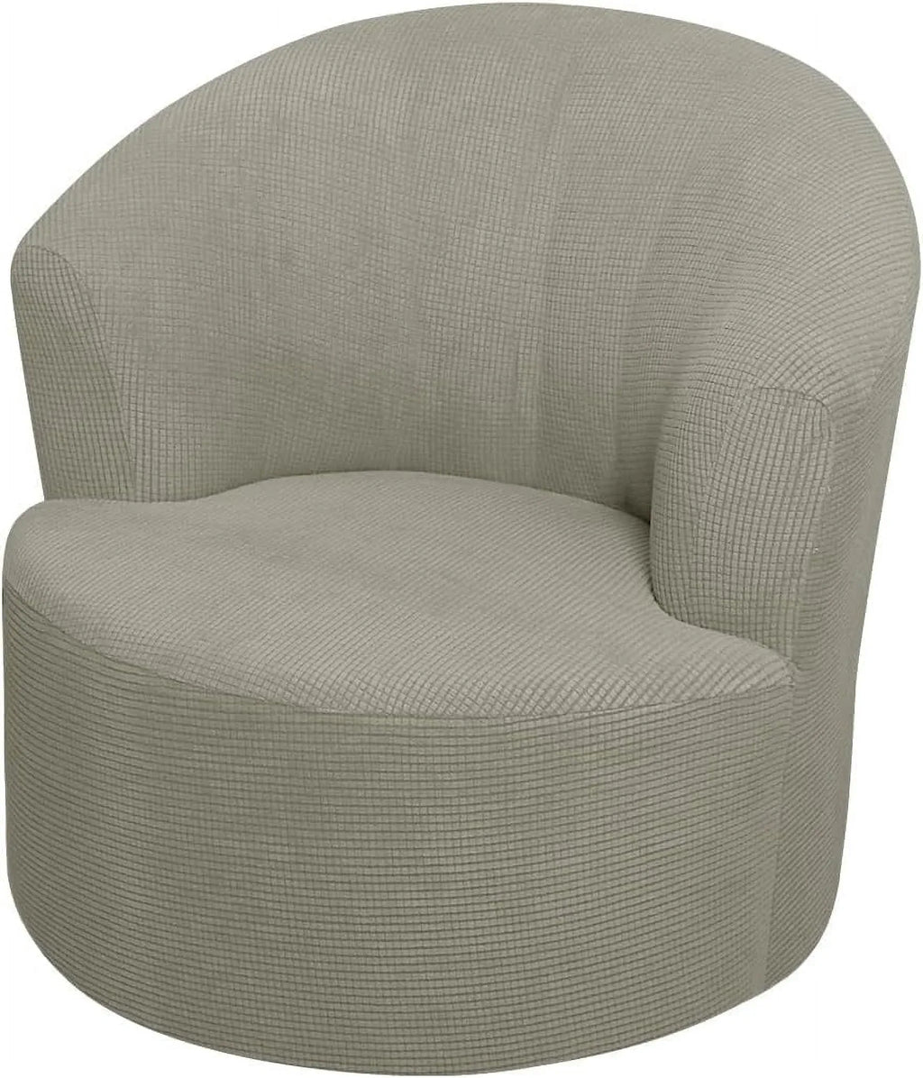 1 Pack Swivel Barrel Chair Slipcover Stretch Soft Washable Furniture Protector for Round Club Accent Chairs Living Room Light Gray, Brown