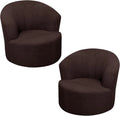 2 Pack Swivel Barrel Chair Slipcover Stretch Soft Washable Furniture Protector for Round Club Accent Chairs Living Room Brown