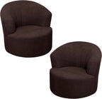 2 Pack Swivel Barrel Chair Slipcover Stretch Soft Washable Furniture Protector for Round Club Accent Chairs Living Room Brown