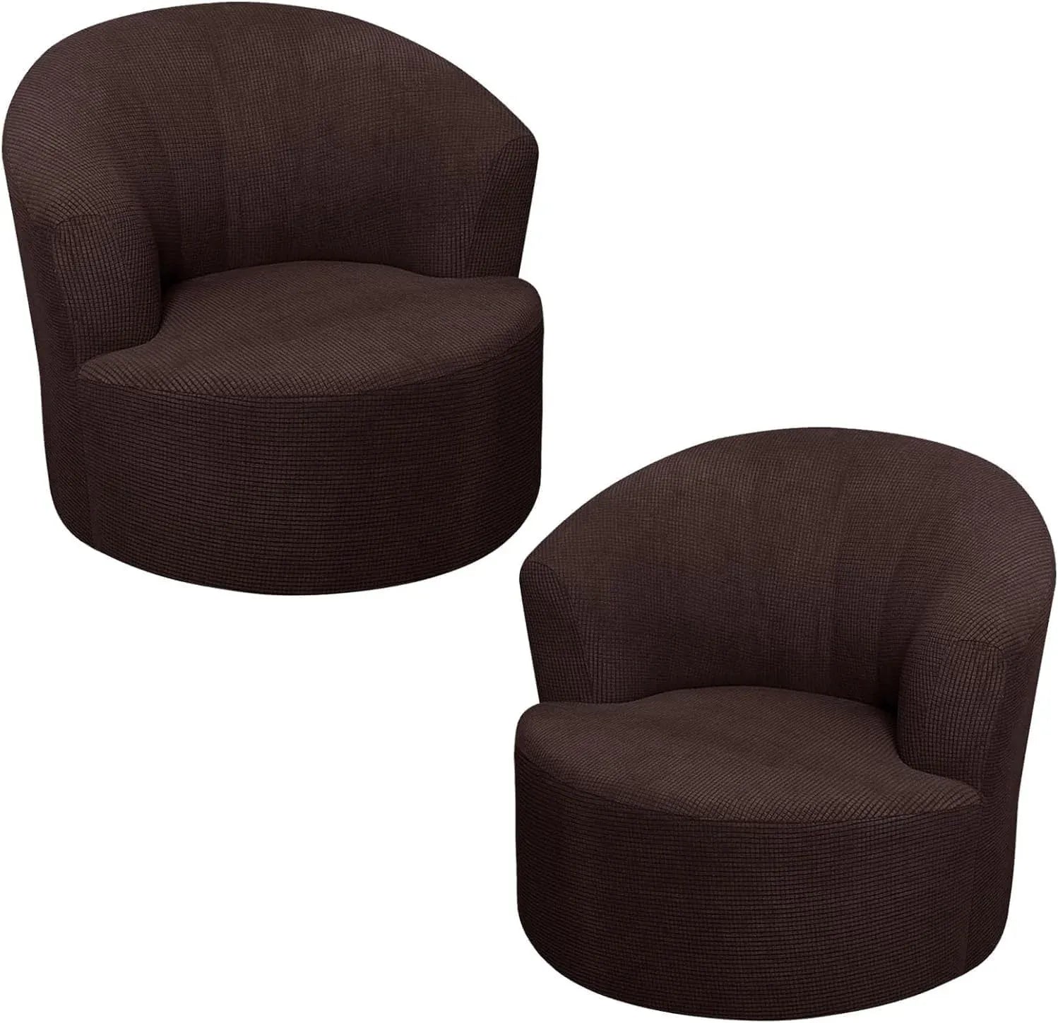 2 Pack Swivel Barrel Chair Slipcover Stretch Soft Washable Furniture Protector for Round Club Accent Chairs Living Room Brown
