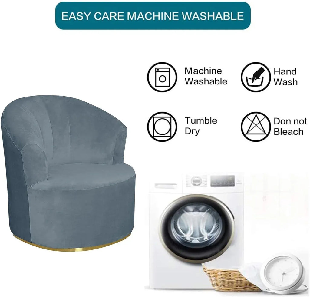 2 Pack Swivel Barrel Chair Slipcover, Stretch Soft Washable Furniture Protector for Round Club Chairs Living Room, Dark Gray
