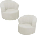 1 Pack Swivel Barrel Chair Slipcover Stretch Soft Washable Furniture Protector for Round Club Accent Chairs Living Room Cream White