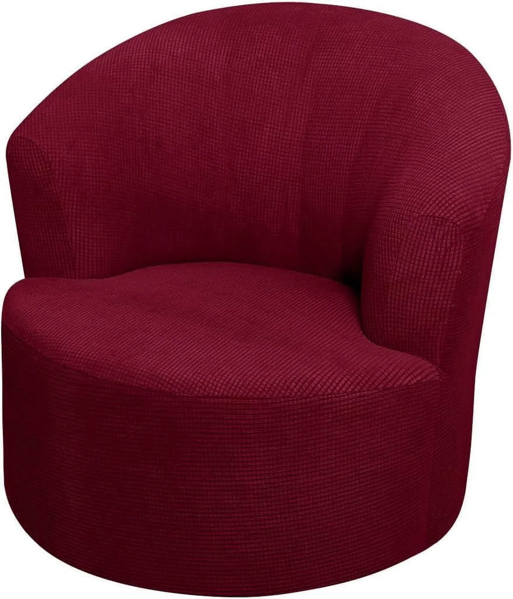 1 Pack Swivel Barrel Chair Slipcover Stretch Washable Soft Furniture Protector for Round Club Accent Chairs Living Room Red