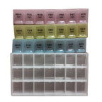 Light and Convenient 21-Compartment Dosett Medicine Box Weekly Pill Organizer, Multicolor, PP Material, 22 x 12 x 2.7 cm