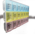 Light and Convenient 21-Compartment Dosett Medicine Box Weekly Pill Organizer, Multicolor, PP Material, 22 x 12 x 2.7 cm