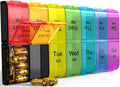 Extra Large 7-Day Pill Organizer 2 Times a Day, Weekly XL AM PM Pill Box with Large Compartments, Rainbow, 14 Compartments