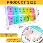 Pill Organizer 2 Times a Day, 7-Day Day Night Pill Case with Easy Filling and Push Button Design, Transparent, PP Material
