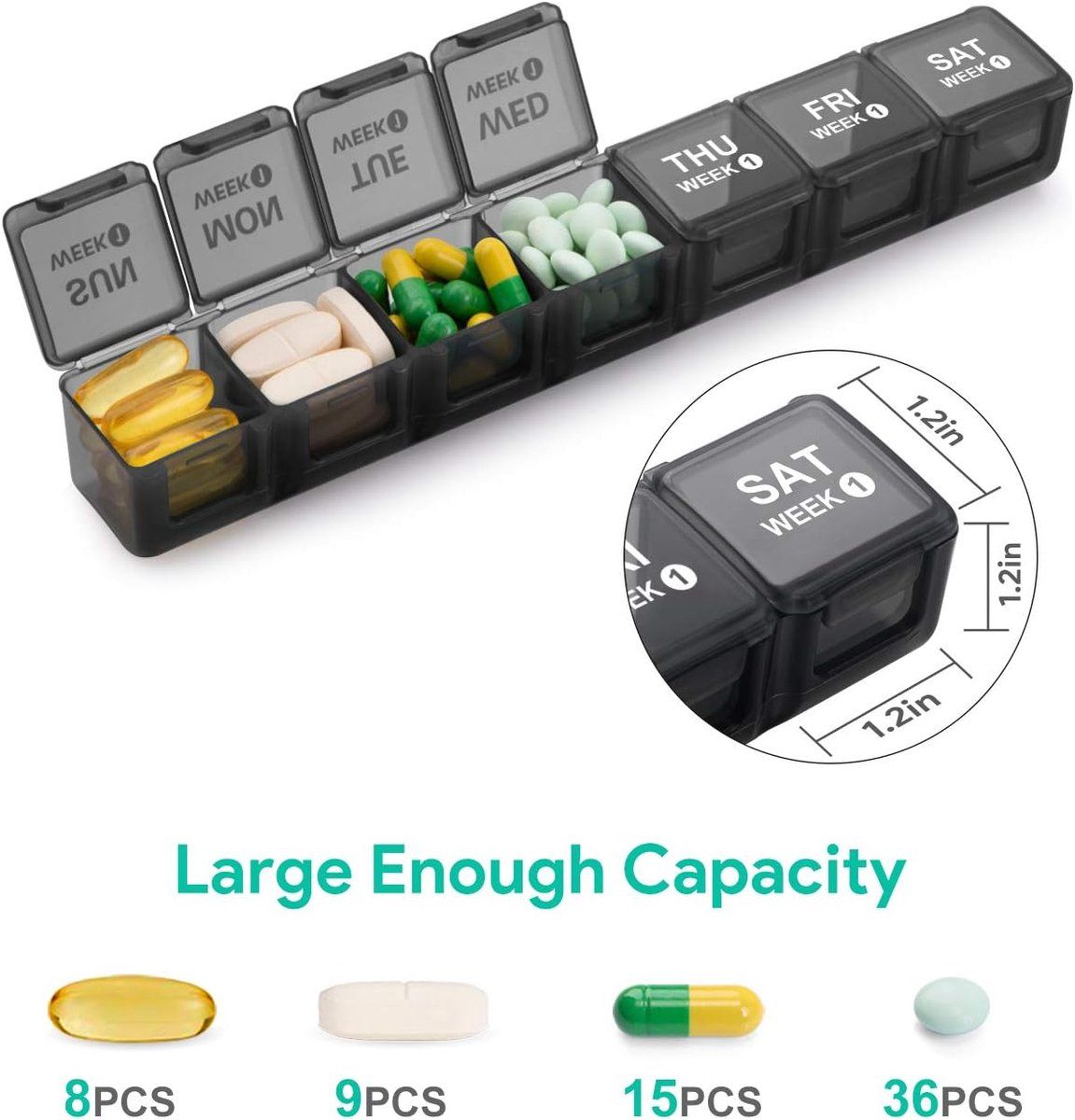 Large 28-Day Monthly Pill Organizer, 4-Week Medicine Box with Dustproof Container for Pills Vitamins Supplements, PP Plastic Material