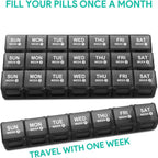 Large 28-Day Monthly Pill Organizer, 4-Week Medicine Box with Dustproof Container for Pills Vitamins Supplements, PP Plastic Material