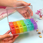 Round 7-Day Medicine Dosett, XL Weekly Pill Storage with Large Compartments, Transparent, BPA-Free Plastic, Secure Snap Lid